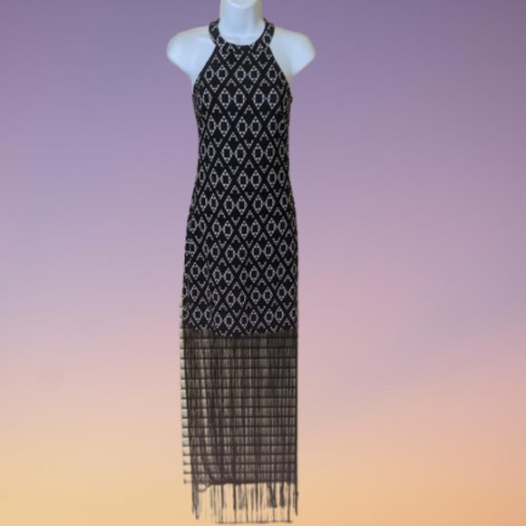 Unique Fabulous H&M COACHELLA Halter Evening Dress with Long Shag Size 2 - Picture 3 of 11